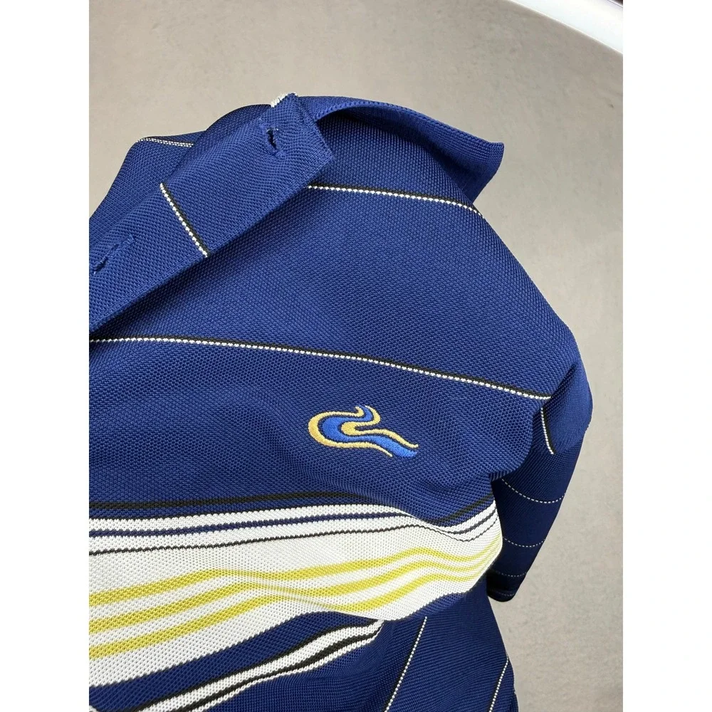 Adidas Golf Mens Navy Blue Striped Short Sleeve Polo Shirt XL